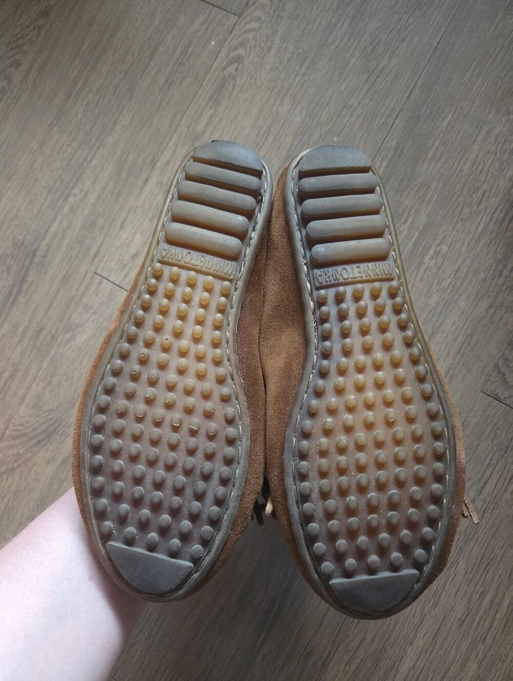 Minnetonka Kilty Suede Bow Detail Moccasins